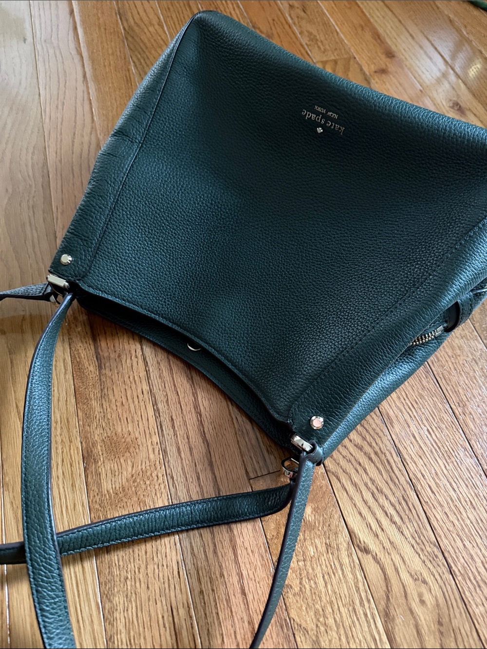 kate spade Dark Green Pebbled Leather Shoulder Bag
